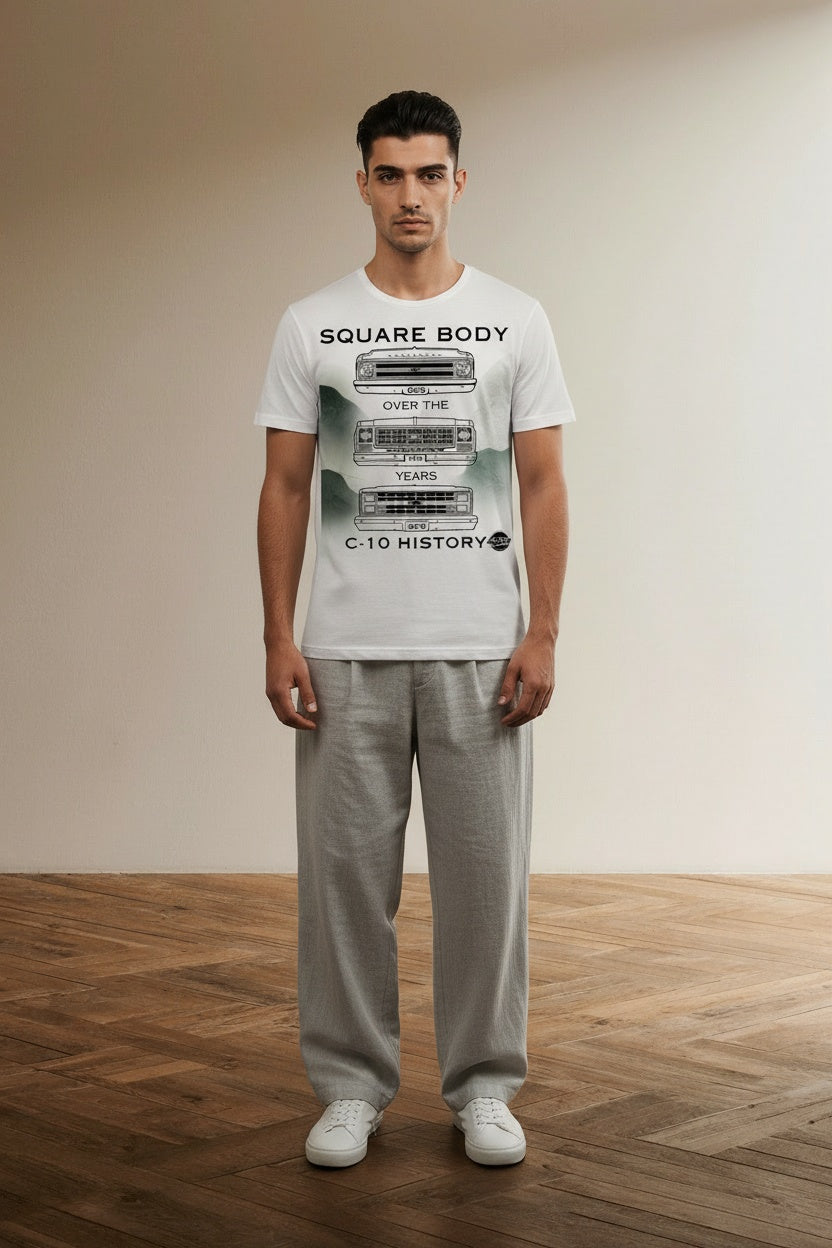 Full body view of the model wearing HISTORY