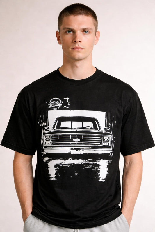 Close-up of the model wearing C-10 FRONT