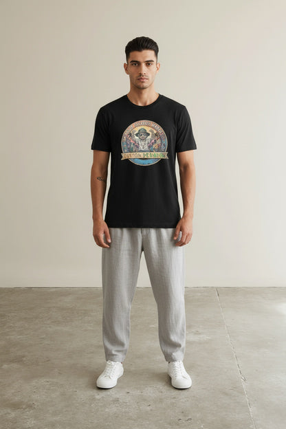 Full body view of the model wearing LIL MAN