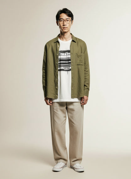 Full body view of the model wearing 68 FRONT END